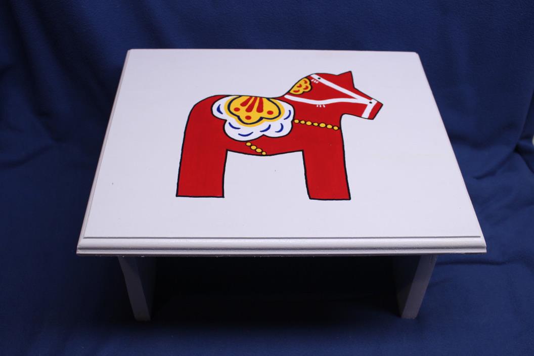Hand Painted Wood Wooden Step Stool Dala Horse