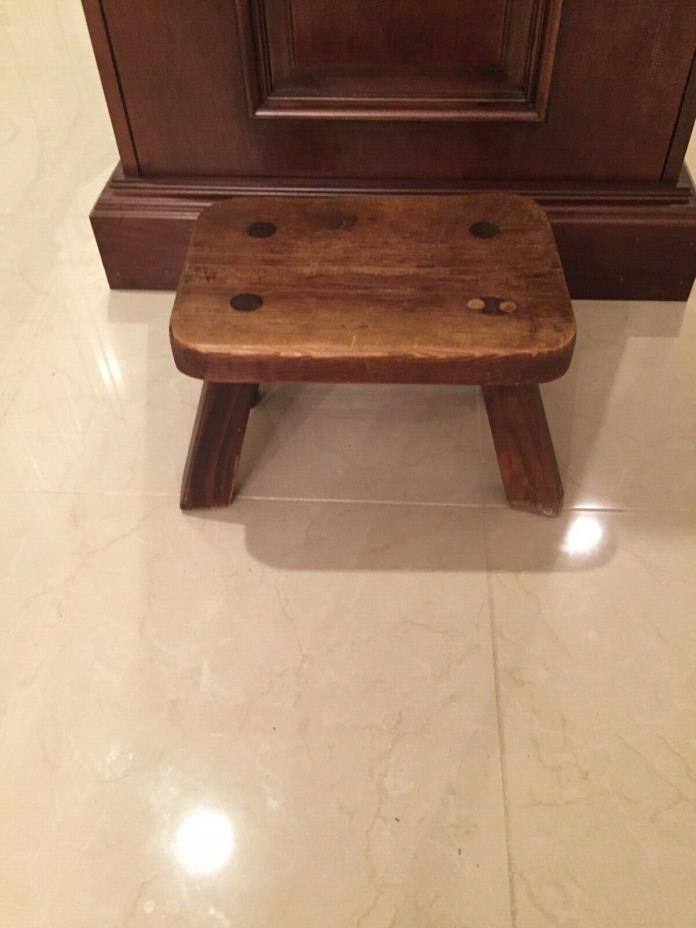 Vintage Heavy Wood Foot Stool Step Stool - RUSTIC!