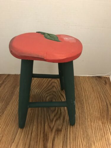 Vintage Small Handpainted Apple Stool 7 1/2 Inches High