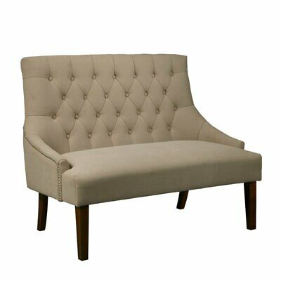 Beaumont Lane Button Tufted Settee in Fresh Dune