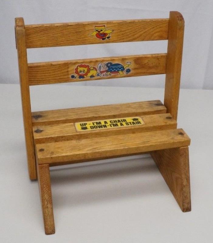 Vintage Childrens Convertable Chair Step Stool Up~I'm A Chair  Down~I'm A Stair