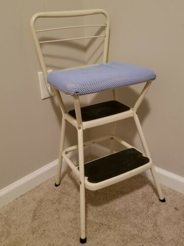 Vintage Cosco Kitchen Step Stool with Flip Up Seat .