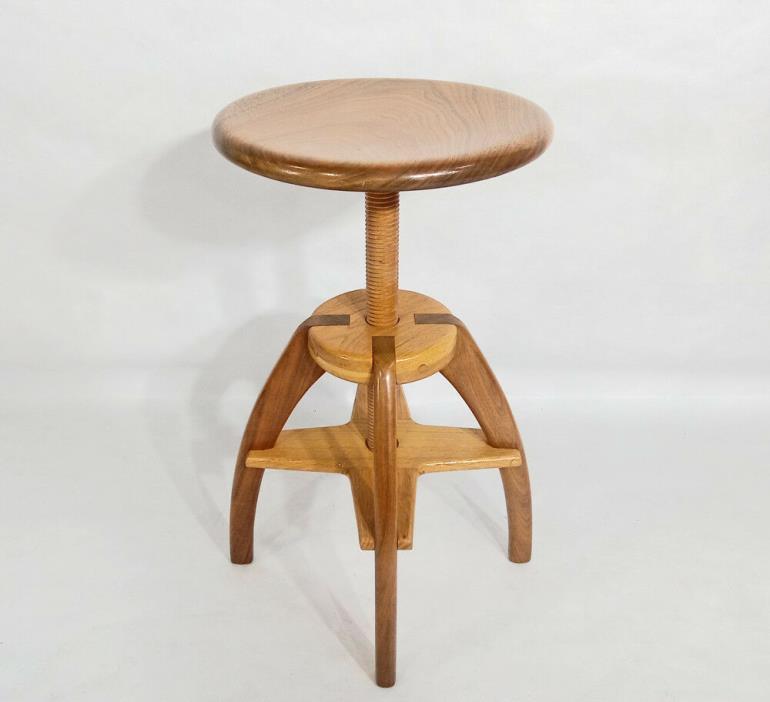 Vintage stool Solid Walnut and Oak Adjustable Height