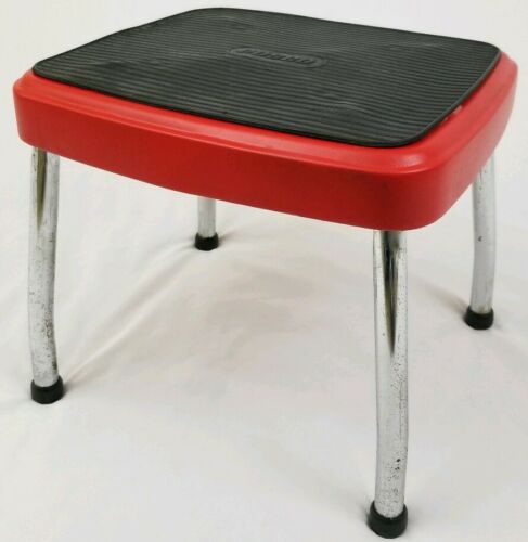 vintage retro red Cosco step stool footstool plant stand mid-century