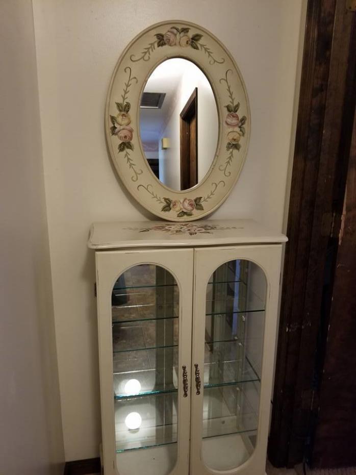 Curio Cabinet and Matching Mirror