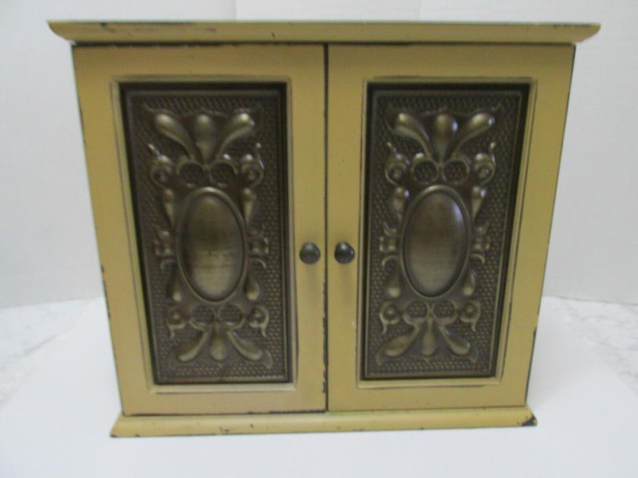 Painted Wall Spice Cabinet Embossed Tin Door Panels 17x15