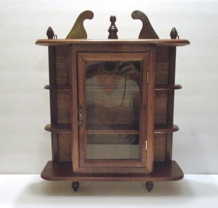 VINTAGE WOOD WALL CURIO FOR MINIATURES WITH DOOR