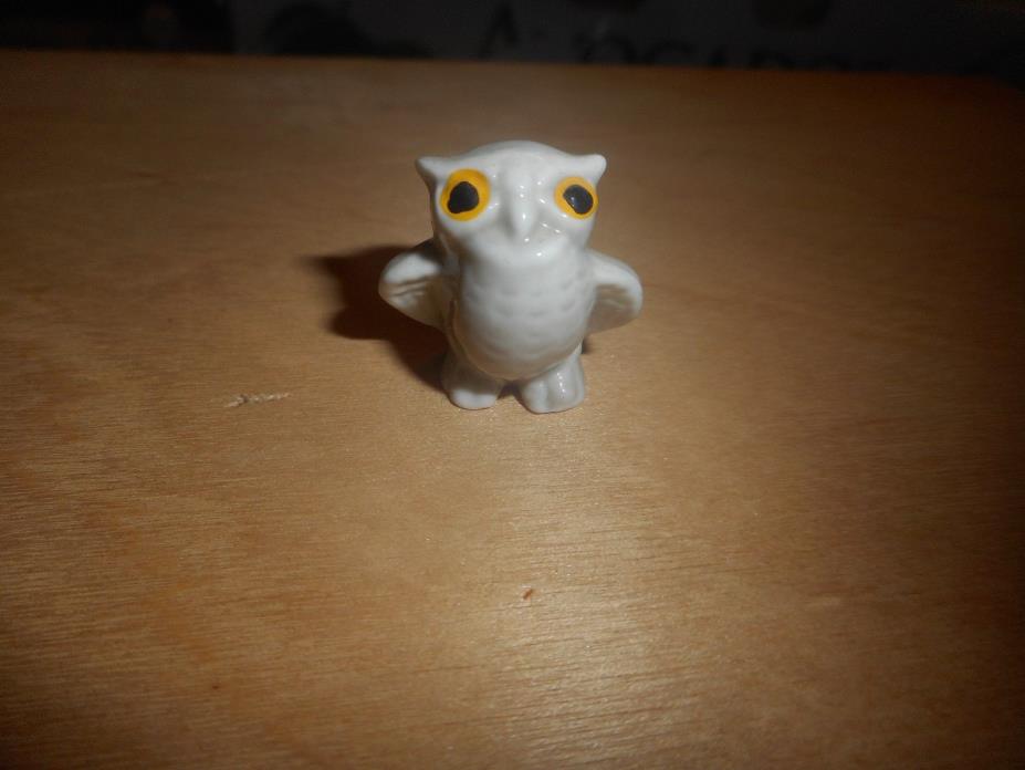 Vintage Miniature Glass Owl With Yellow Eyes