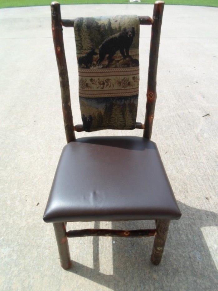 Lodge Style Rustic Hickory Upholstered Back Chair - Cabin Style