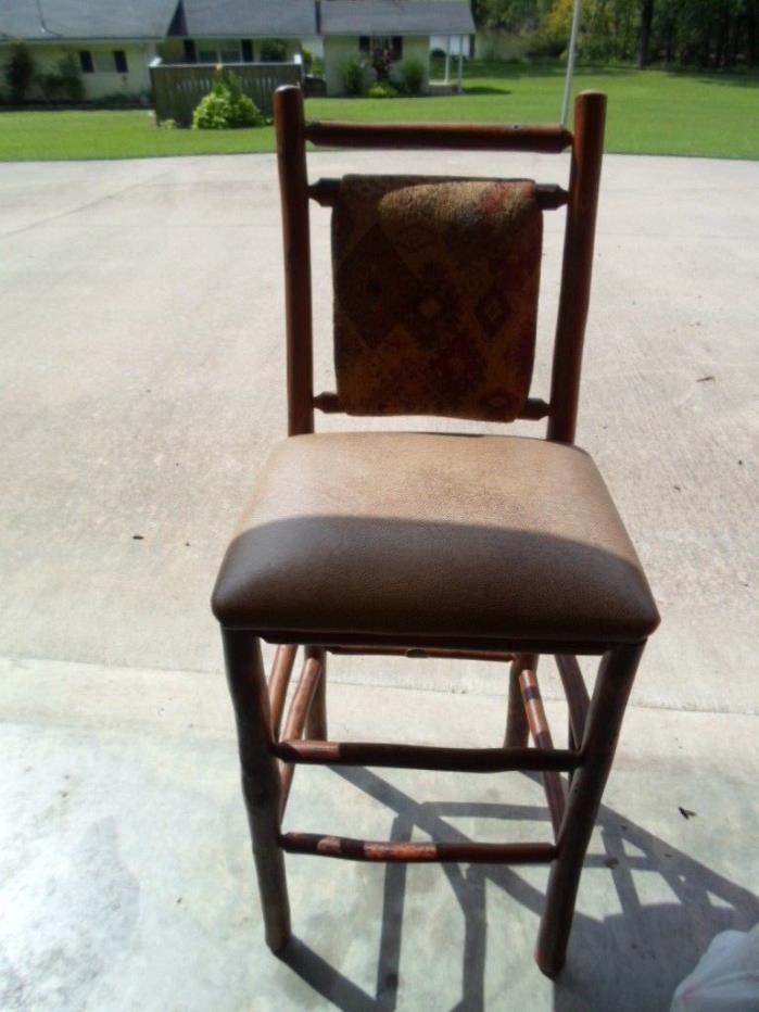 Old Hickory Lodge Style Upholstered Back Barstool  - Cabin Style