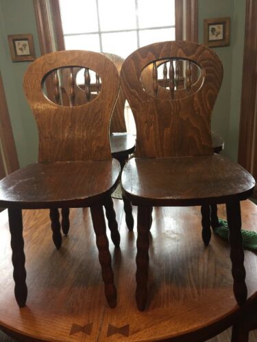 Vintage 70’s Kids Wooden Chairs Set Of 2 Made In Romania 24”-12” To Top Of Seat