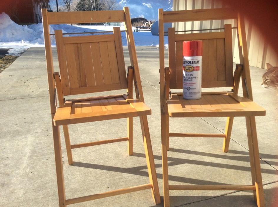 Primitive Vintage Used Tucker Wood Folding Chair Children's kids chairs SET OF 2