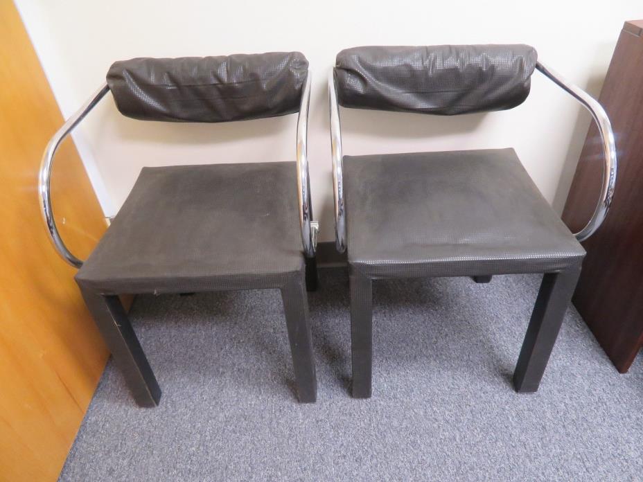 Pair of 2 Vintage Paolo Piva Arcadia B&B Italia 1980's MCM-Style Black Chairs