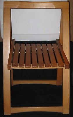 Vintage All Wood Folding Chair Slat Seat A Frame Lt. Oak Finish 28.5