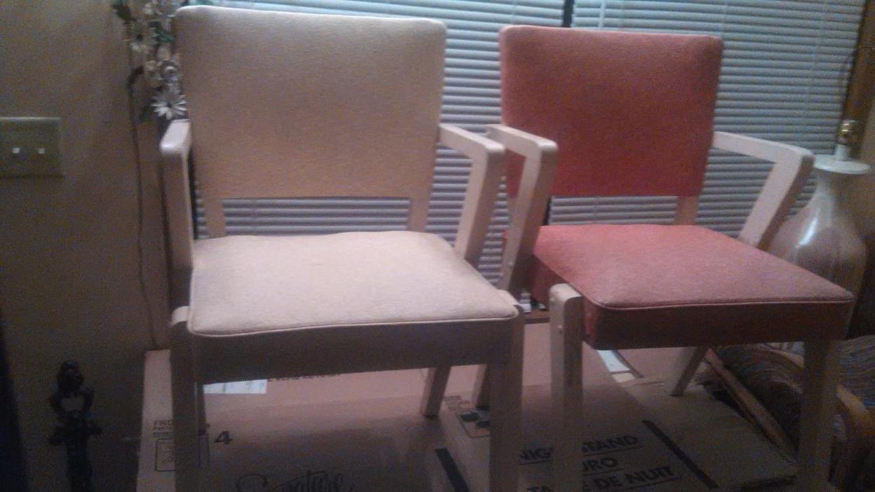 SET OF MID CENTURY MODERN BY BAUMRITTER FOR VIKO ZEE ARM VINYL SEAT RETRO CHAIRS