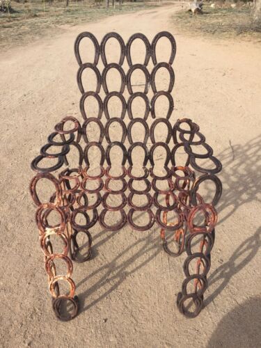 Antique Rustic Western Chair Made From Horse Shoes Very Old