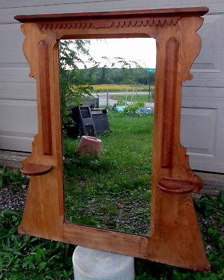 Antique vintage hardwood candle holder vanity mirror 43