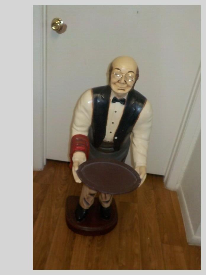 Old Man Waiter Butler Statue With Tray