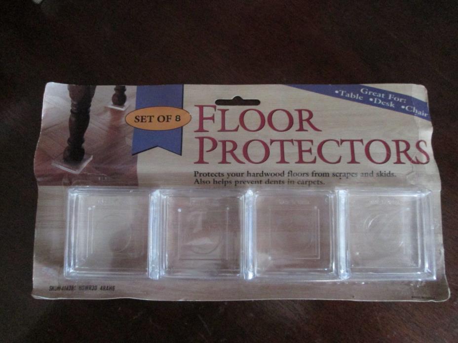 Clear Plastic Carpet Floor Protectors Furniture Leg Coasters Square Set of 8 New