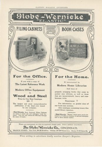 1909 Globe Wernicke Ad Bookcases Filing Cabinets Art Nouveau Arts & Crafts