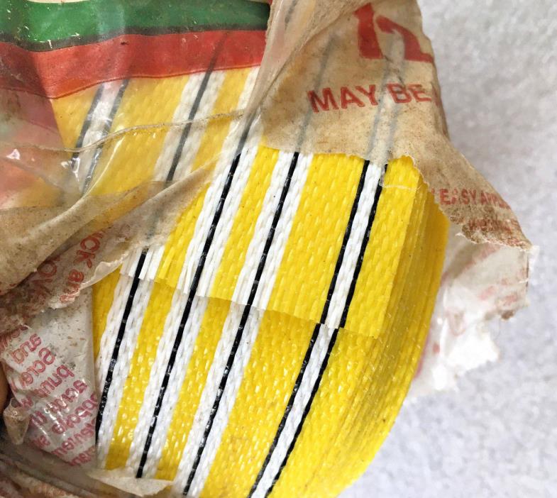 72' Re-Web Kit LAWN CHAIR WEBBING YELLOW thin white black stripe NEW OLD STOCK