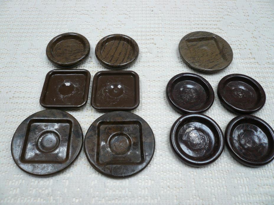 Vtg Lot 11 Furniture Caster Floor/Scratch Protectors Metal 2/Carpet Loop Bottom