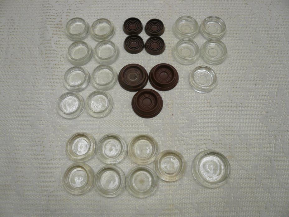 Vtg Lot 28 Furniture Coaster Cup Floor/Scratch Protectors Glass Carpet Rubber