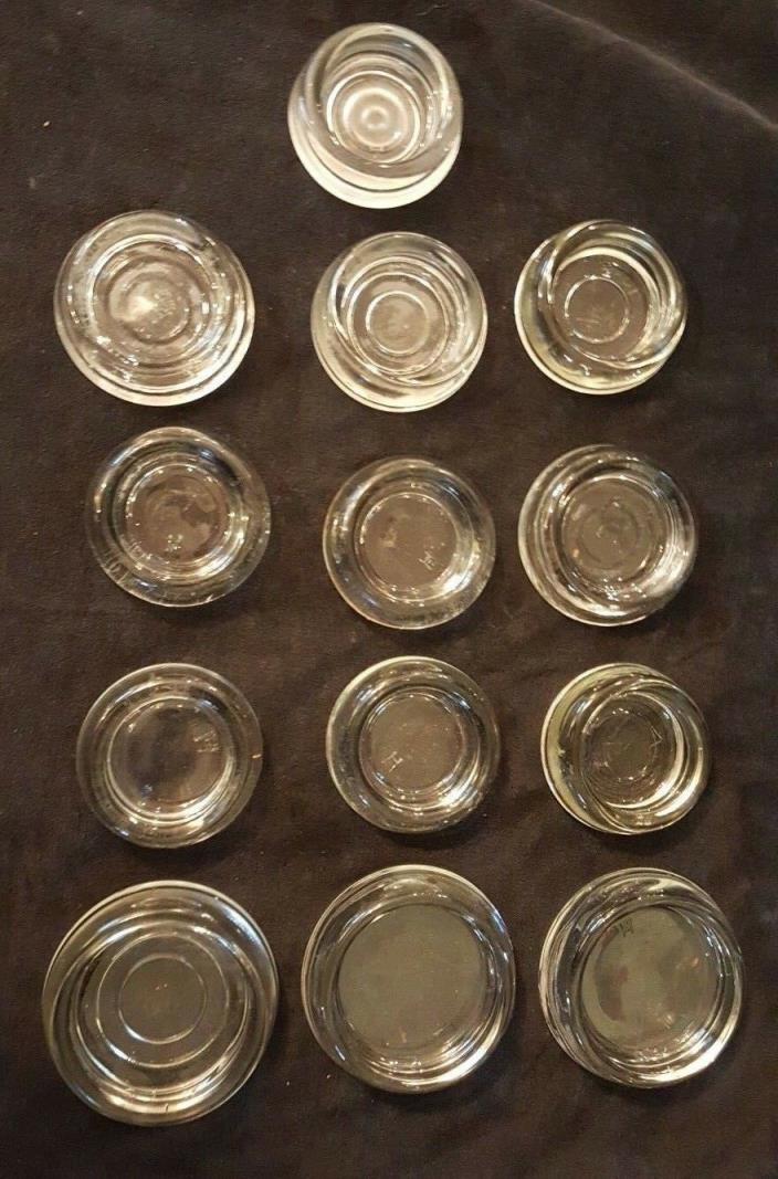 Vtg 13 Clear Glass Furniture / Floor Protectors Coasters - Casters Hazle Atlas