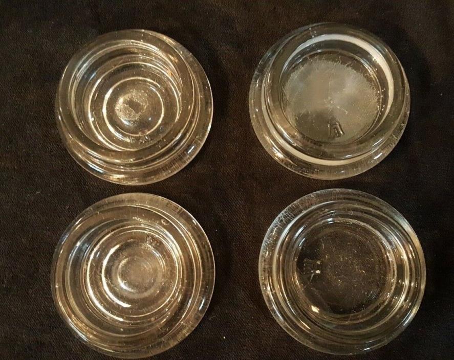 Vtg 4 Clear Glass Furniture / Floor Protectors Coasters - Casters Hazle Atlas