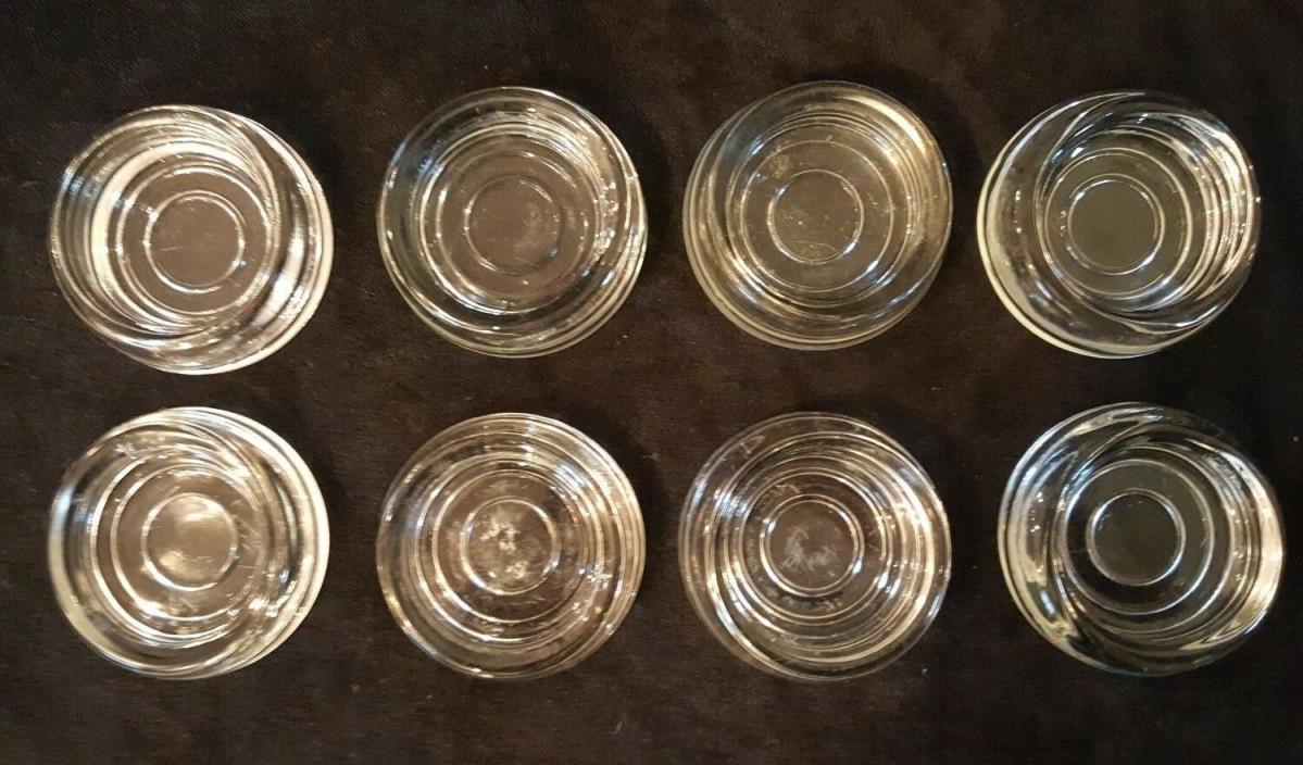 Vintage 8 Clear Glass Furniture / Floor Protectors Coasters - Casters
