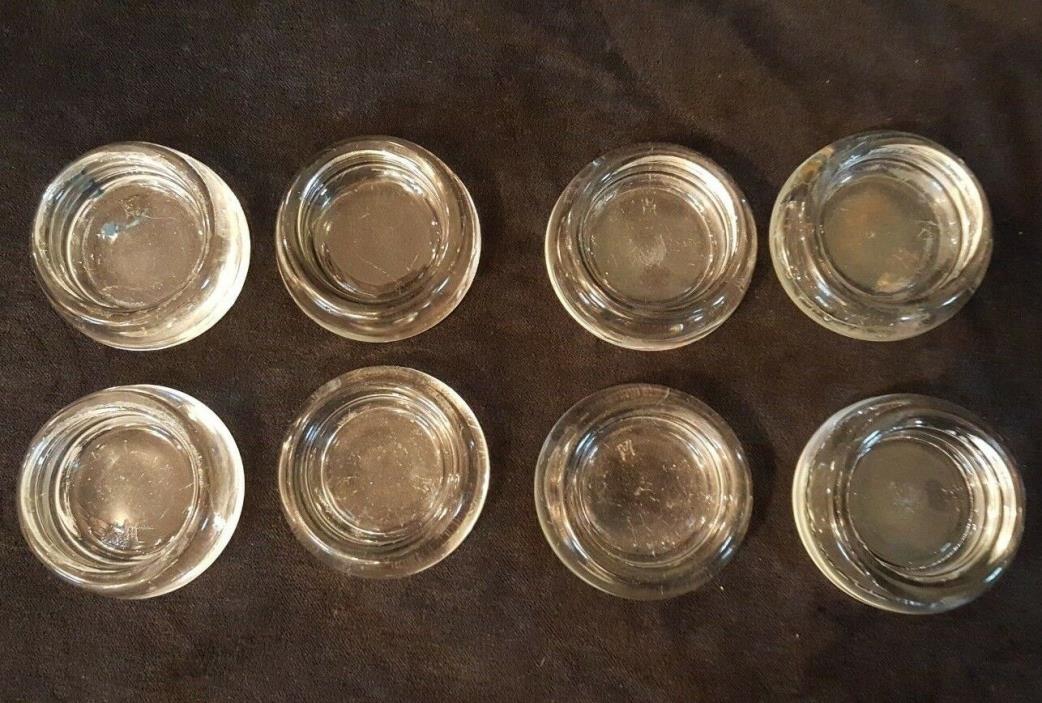 Vtg 8 Clear Glass Furniture / Floor Protectors Coasters - Casters Hazle Atlas