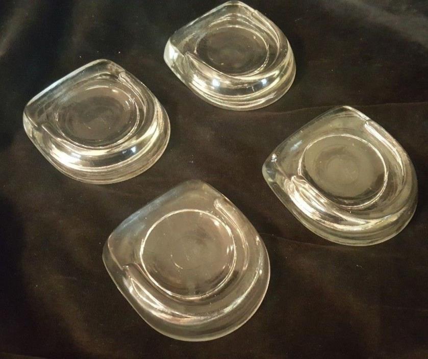 4 Vintage Large Glass Furniture Coasters - Clear