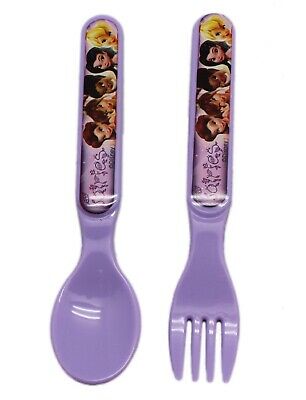 Disney Fairies Lavender Coloured Plastic Kids Spoon and Fork Set. Free Shipping