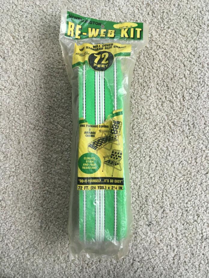 72' Re-Web Kit LAWN CHAIR WEBBING GREEN white thin black stripe NEW OLD STOCK