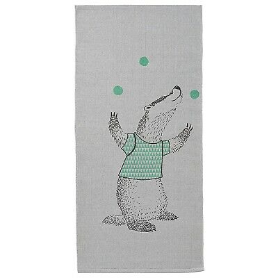 Bloomingville Cotton Rug with Juggling Badger, Grey. Shipping is Free