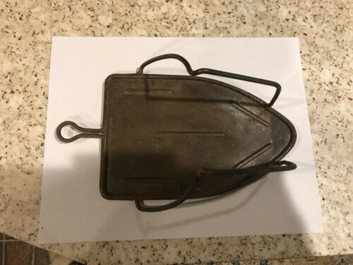 Vintage Antique Metal Steam Iron Holder Stand Rest Pan Trivet Ironing Board