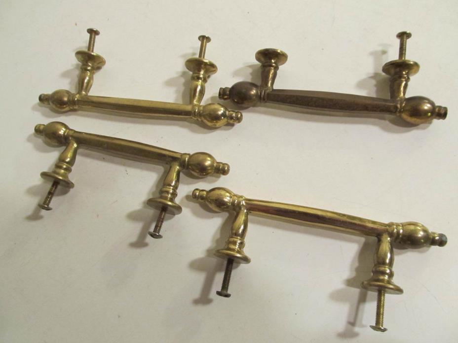 4 Vintage Brass Drawer Pulls With screws