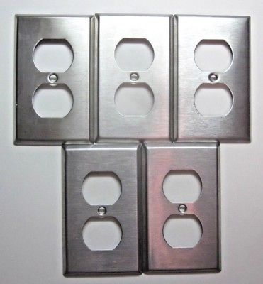 Vintage Lot 5 Outlet Wall Plate Covers Satin Stainless Various Matching Brands