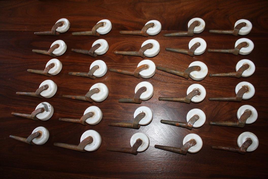 Lot of 30 Vtg Antique Porcelain Caster Wheels Casters Asst Sizes Styles Restore