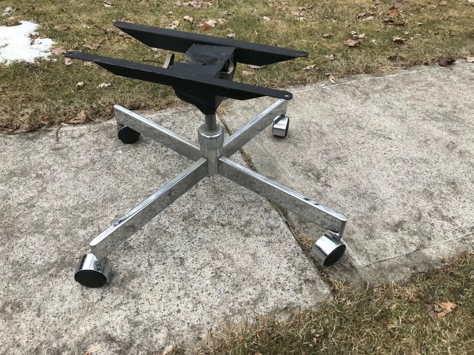 Mid Century Patrician Furniture Chair Base and Arms Wheels silver chrome