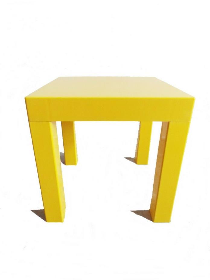 Mid Century square yellow plastic cube table / Kartell style 1960s small coffee
