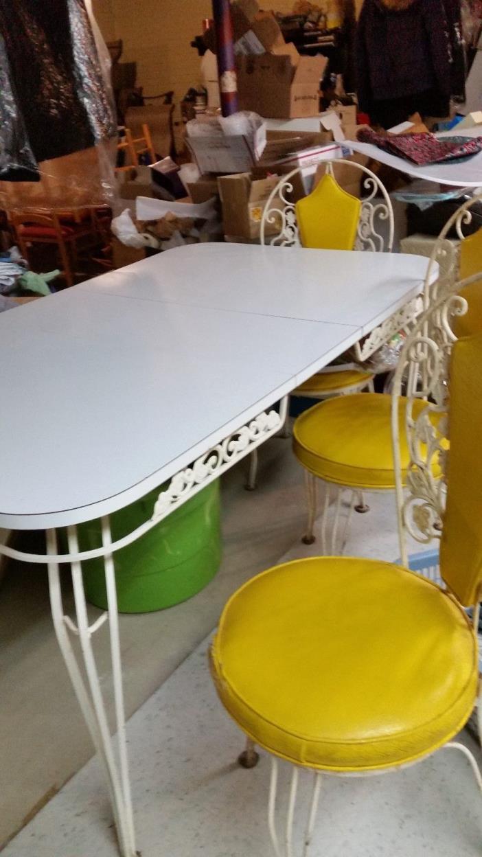 vintage- formica and wrought iron, kitchen table and chairs 1967