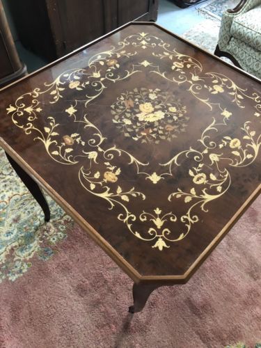 VTG Italian Inlaid Wood Marquetry Card Table Roulette Backgammon Unique Beauty