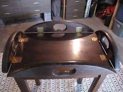 Butler Style Small Wood Table - Folds Up Side Hinges