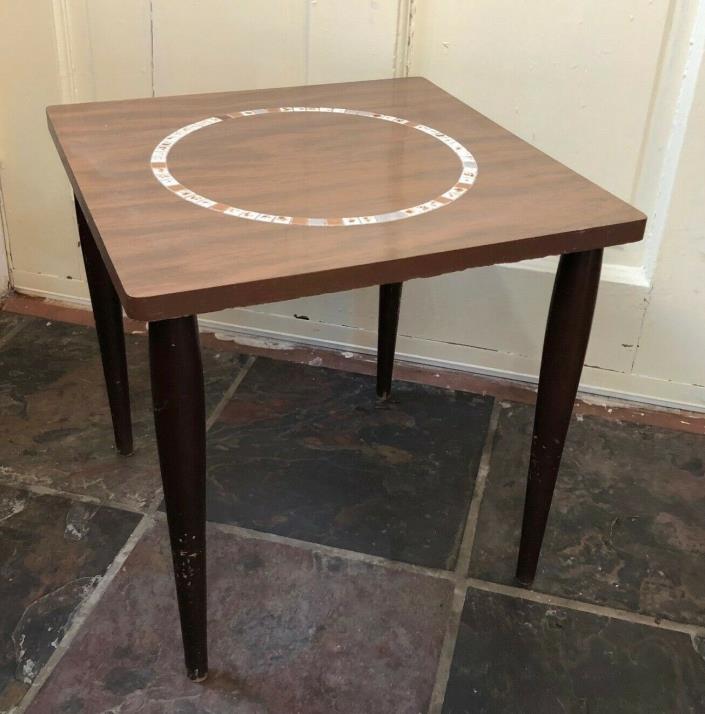 Mid Century Modern wood end side table mosaic tile top design