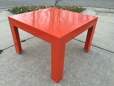 Mid Century Modern Kartell Style 2'x2' Square Red Resin Plastic Coffee Table