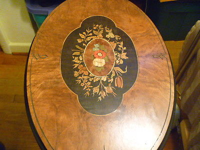 Art Deco Table, Hardwood, colorful flower inlay,  23