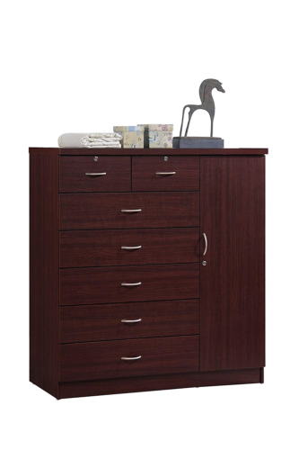Hodedah 7 Drawer Jumbo Chest, Five Large Drawers, Two Smaller Drawers with Two