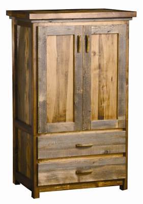 2 Drawer Rustic Wood Armoire w Wardrobe Bar [ID 979309]