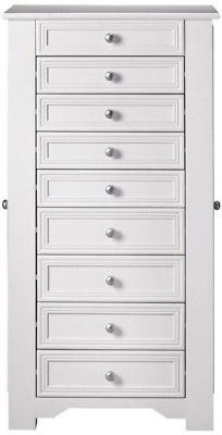 Jewelry Armoire 40 in. H x 20 in. W Lift-Up Top Storage Side Doors Wood White